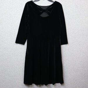 Talbots Cut Out Neck Black Velvet Dress Womens 12P Petite Formal Holiday Party